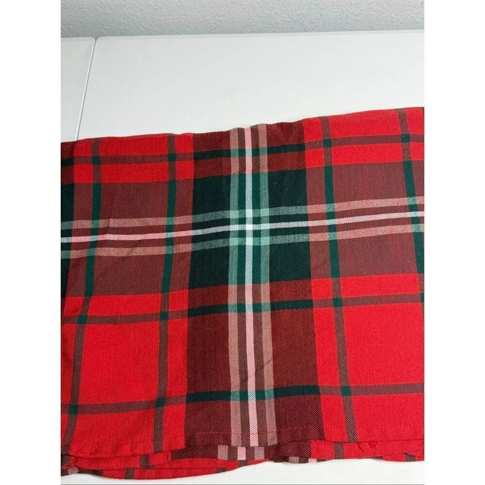 Holiday Time Christmas Plaid Rectangle Tablecloth 82” X 60” Red Green